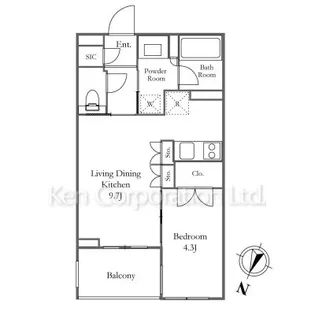 イニシアイオ西麻布【10階】の間取り