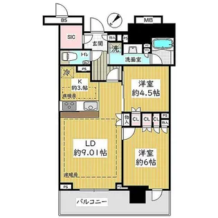 ブランズタワー豊洲【11階】の間取り