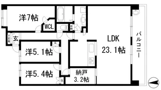 ラビスタ宝塚レフィナス1番館【19階】の間取り