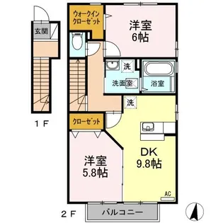 エクセレント・シュガー A棟【2階】の間取り