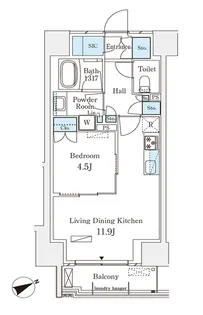 パークナードフィット南青山Garden【11階】の間取り