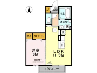 ジュシ サン ハウス巨勢【1階】の間取り