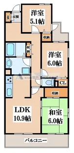 グランビュー山手【3階】の間取り