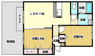 コリーヌ石喜【1階】の間取り