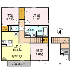 プレミアムリコス 壱号館 202【2階】の間取り