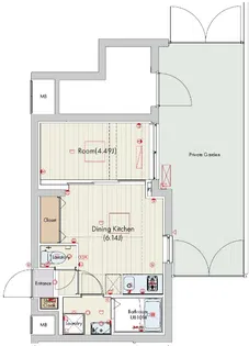 セリュークス西蒲田【1階】の間取り