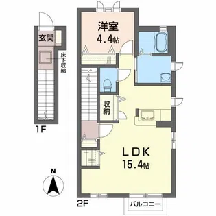 パステルコート 成田K【2階】の間取り
