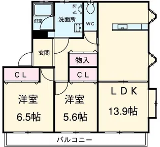 プレイン横山B【2階】の間取り
