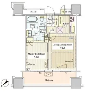 パークコート千代田富士見 ザ・タワー【5階】の間取り
