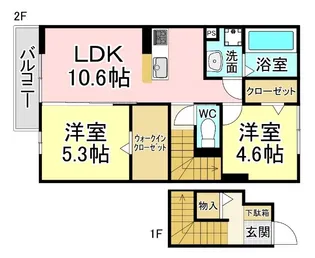 福岡県北九州市小倉南区上石田3【アパート】の間取り
