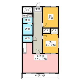 フレンドハイツ城ヶ根【4階】の間取り