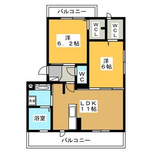 岐阜県各務原市鵜沼各務原町6【アパート】の間取り