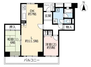 URベイサイト本牧-II【7階】の間取り