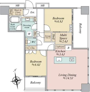 ワールドタワー レジデンス【33階】の間取り