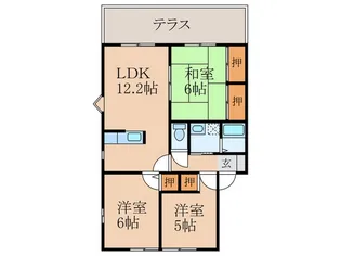 サンヴェールおばせB【1階】の間取り