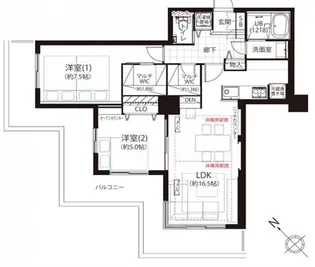 晴海アイランドトリトンスクエアビュータワー【11階】の間取り