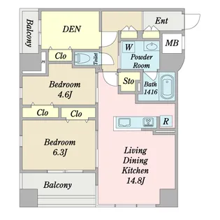 グランヴェール【9階】の間取り