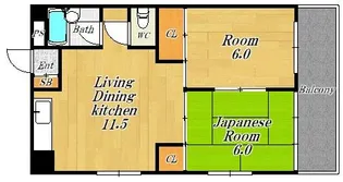 大橋マンション一番館【4階】の間取り