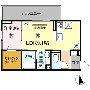 D ROOM+西町【1階】の間取り