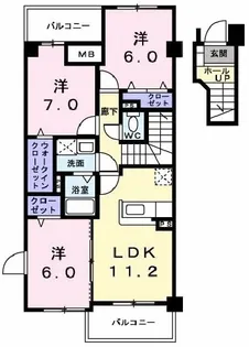 ビサイド・スリー【2階】の間取り