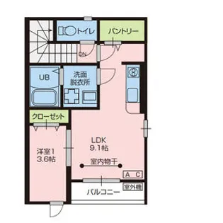 ソレイユ天皇寺東B【2階】の間取り