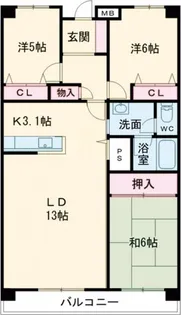 グランドール苫小牧【3階】の間取り