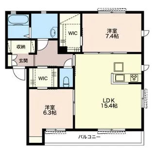グリーンパティオB【1階】の間取り