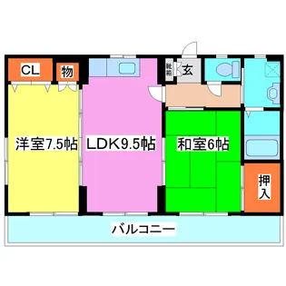 熊本県熊本市南区近見6【マンション】の間取り
