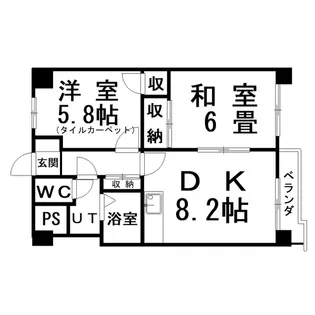 仲浜ハイツ【4階】の間取り