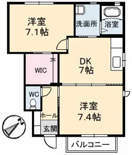 2DKの間取り画像