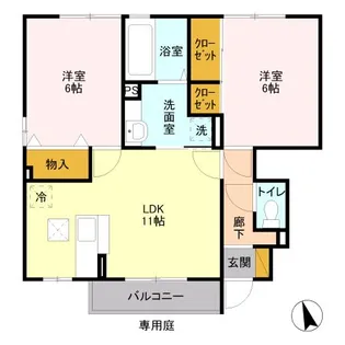 茨城県結城市みどり町1【アパート】の間取り