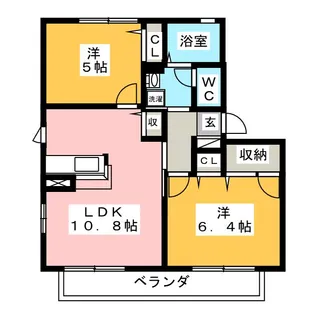 フレグランスOKINO B棟【2階】の間取り