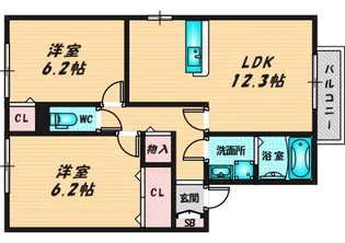 2LDKの間取り画像