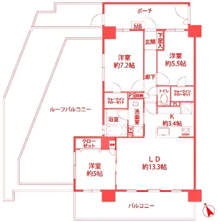 バースシティ溝の口WEST【5階】の間取り