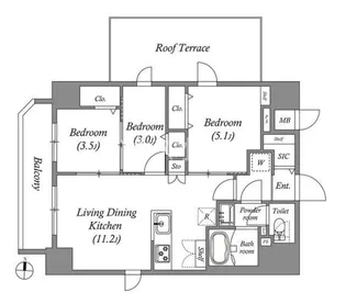 Primal KinshichoII【10階】の間取り