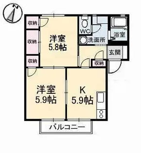 ミルティミ八島 A棟【2階】の間取り