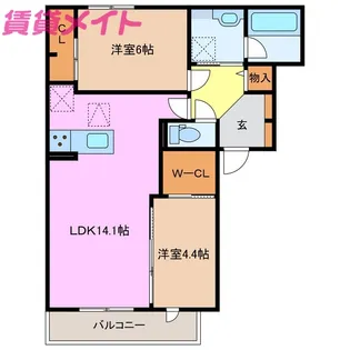 ディーシャンブル川原町【1階】の間取り