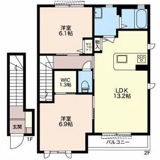 リーフガーデンハイツ D【1階】の間取り