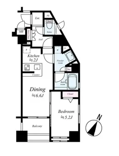 デュオ・スカーラ西麻布タワーCENTRAL【10階】の間取り