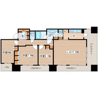 ドゥーエ仙台イースト【17階】の間取り