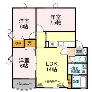 クイーンズパーク青葉C【2階】の間取り