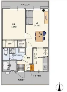 パナハイツ鏡B【2階】の間取り
