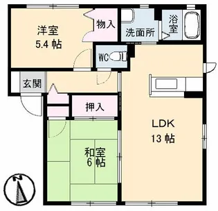 グリーンコート B棟【1階】の間取り