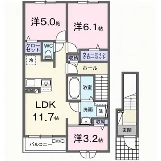シンシア甲南II【2階】の間取り