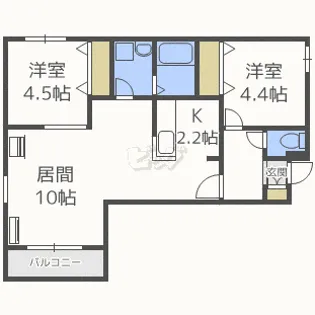 エルミタージュ発寒【1階】の間取り