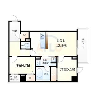 バリオ西本町【4階】の間取り