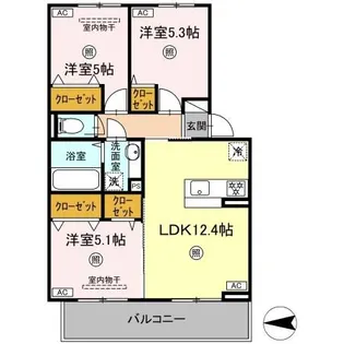セゾンコート出仲間【3階】の間取り
