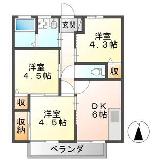 則竹ハイツ【2階】の間取り