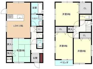 愛知県稲沢市日下部北町1【一戸建】の間取り