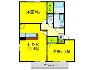 リビングタウン狭山池D棟【1階】の間取り